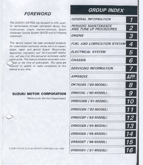 Product picture Suzuki DR 750 800 / S 1988 - 1997 Service Repair Manual